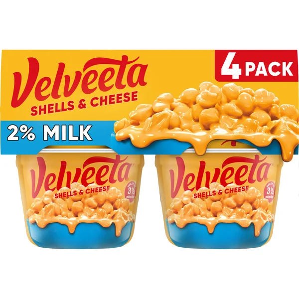 VELVEETA Shells & Cheese Microwavable Mac & Cheese with 2% Milk Cheese Cups • 4 x 2.19 oz