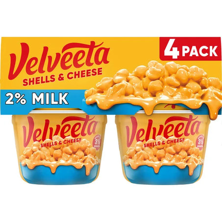 VELVEETA Shells & Cheese Microwavable Mac & Cheese with 2% Milk Cheese Cups • 4 x 2.19 oz