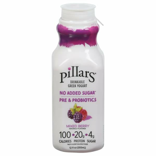 Pillars Drinkable Greek Yogurt, Pre & Probiotics, Mixed Berry