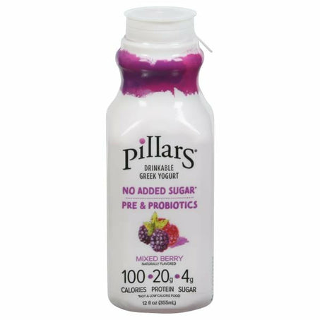 Pillars Drinkable Greek Yogurt, Pre & Probiotics, Mixed Berry