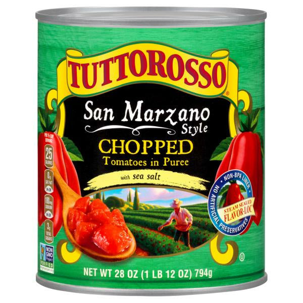 Tuttorosso San Marzano Style Chopped Tomatoes in Puree with Sea Salt 28 oz