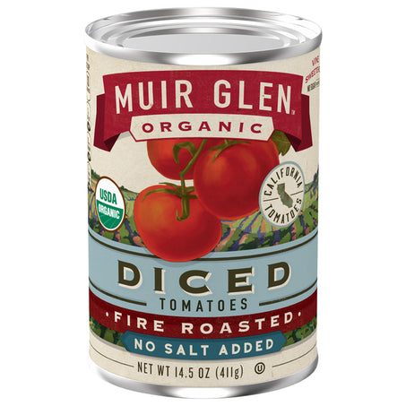 Muir Glen Tomatoes, No Salt Added, Diced, Fire Roasted 14.5 oz
