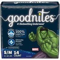 Goodnites Boys' Nighttime Bedwetting Underwear, Size S/M (43-68 lbs) 14 ct