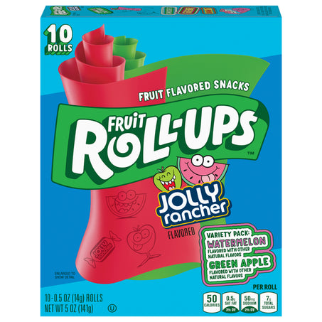 Fruit Roll-Ups Fruit Flavored Snacks, Jolly Rancher Flavored, Variety Pack 10 ct