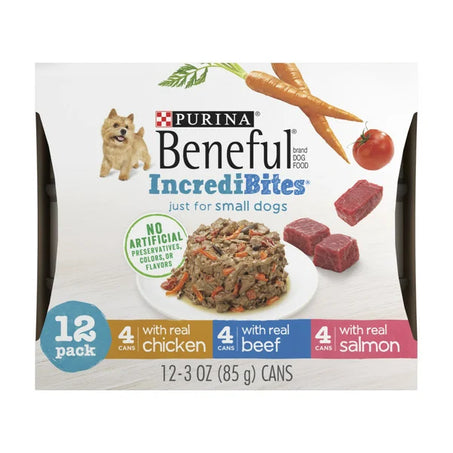 Purina Beneful Small Breed Wet Dog Food , IncrediBites With Real Beef, Chicken or Salmon 3 oz • 12 x 3 oz