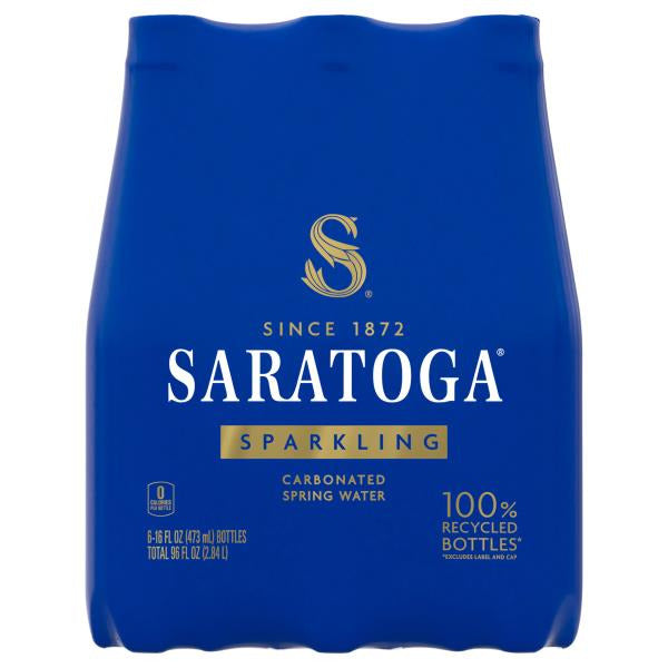 SARATOGA Sparkling Spring Water Bottle PET, 16 Oz, 6-Pack