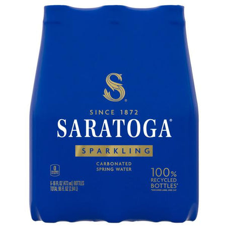 SARATOGA Sparkling Spring Water Bottle PET, 16 Oz, 6-Pack
