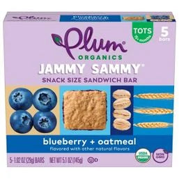 Plum Organics® Jammy Sammy® Tots Snack Size Sandwich Bar Blueberry + Oatmeal 5-Count Box