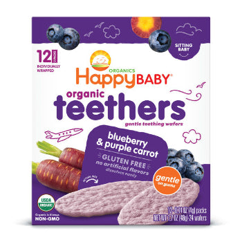 Happy Baby Organics Organics Organic Teethers Gluten Free Gentle Teething Wafers Blueberry & Purple Carrot