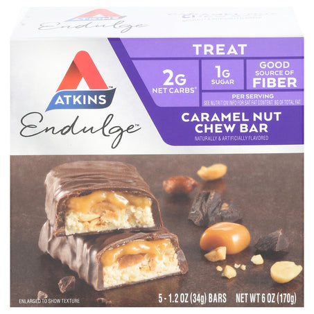 Atkins Chew Bar, Caramel Nut, Treat 5 ct