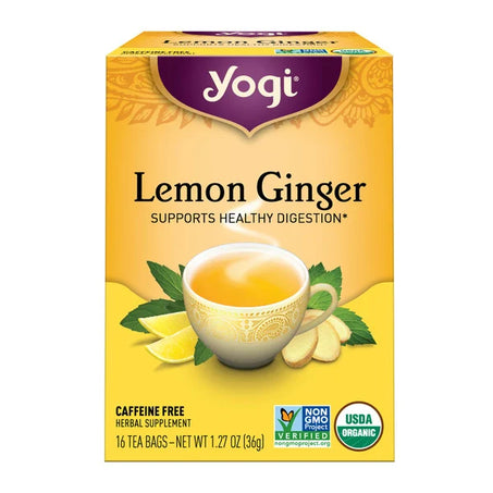 Yogi Tea Herbal Tea, Lemon Ginger, Supports Digestion, Caffeine Free 16 ct