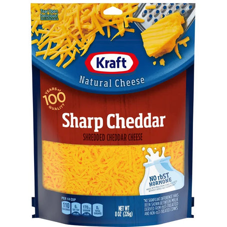 Kraft Sharp Cheddar Shredded Cheese, oz Bag 8 oz