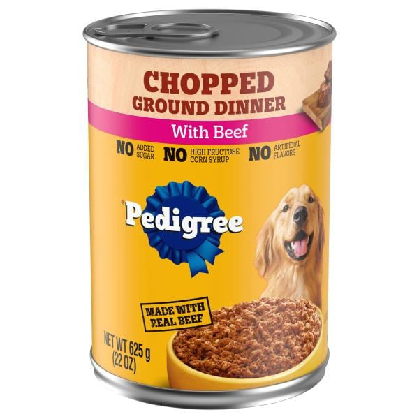 Pedigree Chopped Ground Dinner Adult Canned Wet Dog Food Beef 22 oz