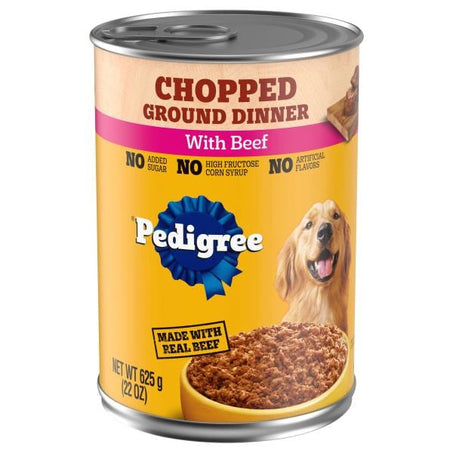 Pedigree Chopped Ground Dinner Adult Canned Wet Dog Food Beef 22 oz