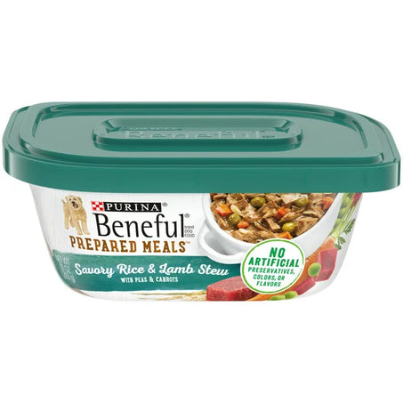 Purina Beneful Prepared Meals Savory Rice & Lamb Stew with Peas & Carrots Dog Food, 10 oz