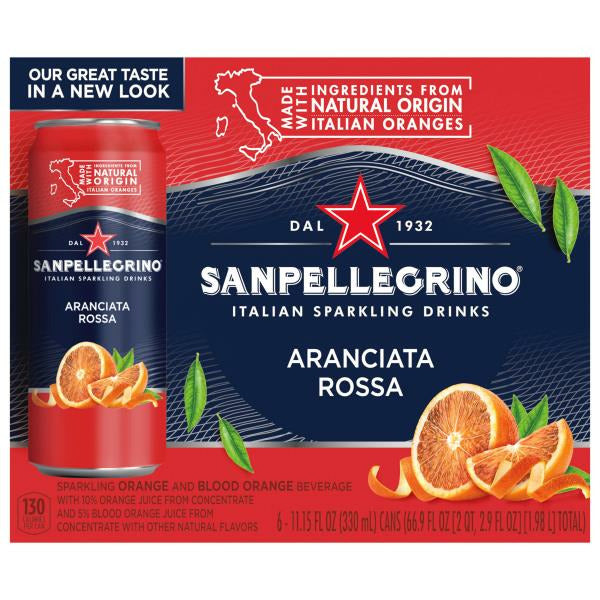 San Pellegrino Italian Sparkling Drink Aranciata Rossa 6 x 11.15 fl oz