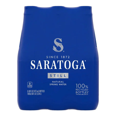 SARATOGA Still Spring Water, Recycled PET Bottle, 16 Oz, Pack of 6