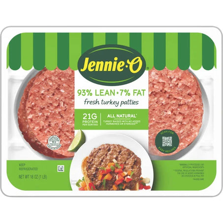 Jennie-o Turkey Store Turkey Patties Fresh 93% Lean / 7% Fast - 1 Lb. Tray 16 oz