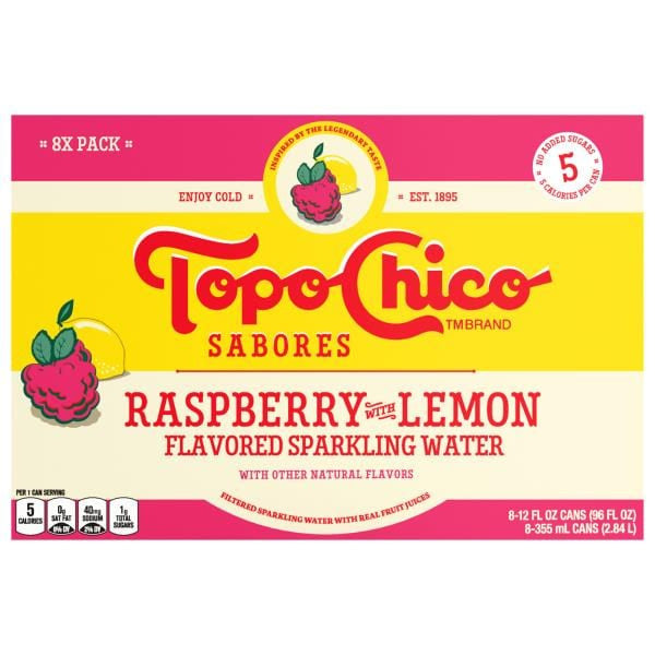 Topo Chico Sparkling Water, Raspberry with Lemon 8 x 12 fl oz