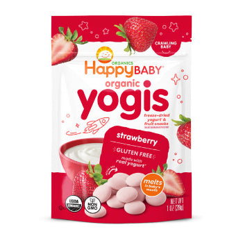 Happy Baby Organics Organics Organic Yogis Freeze-Dried Yogurt & Fruit Snacks Strawberry 1 oz UNIT