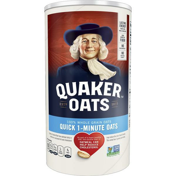 Quaker Oats, 100% Whole Grain, Quick 1-Minute 18 oz