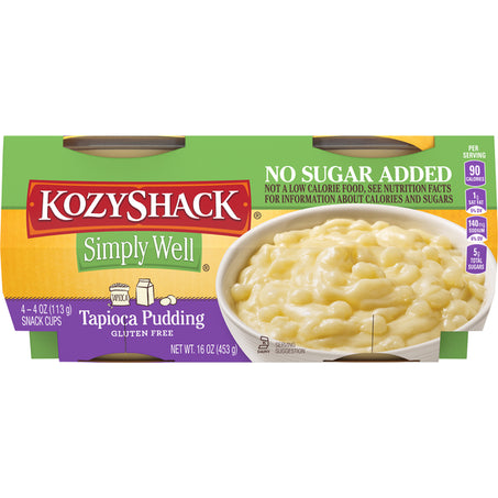 Kozy Shack Simply Well Tapioca Pudding Snack Cups • 4 x 4 oz