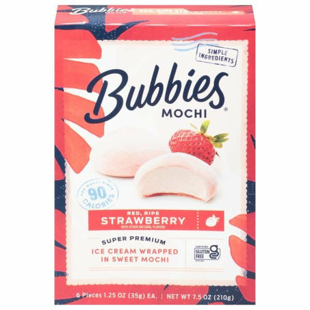 Bubbies Mochi, Red, Ripe Strawberry, Super Premium