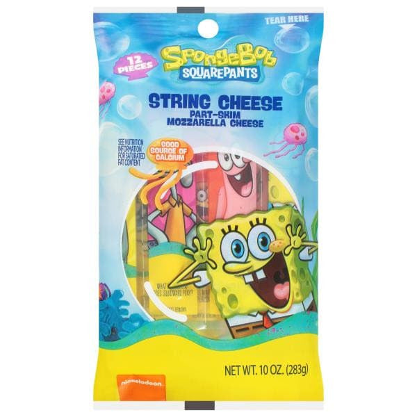 SpongeBob SquarePants String Cheese, Part-Skim, Mozzarella, Low Moisture