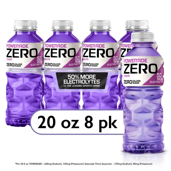 POWERADE Grape Zero Sugar Sports Drink Bottles  • 8 x 20 oz
