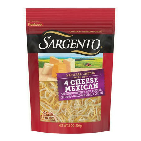 Sargento Shredded Cheese, Fine Cut, 4 Cheese Mexican 8 oz