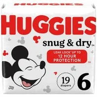 Huggies Snug & Dry Baby Diapers, Size 6 (35+ lbs) 19 ct