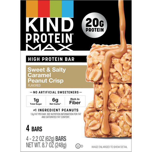 KIND Gluten Free, Protein MAX Sweet & Salty Caramel Peanut Protein Bars 4 Ct