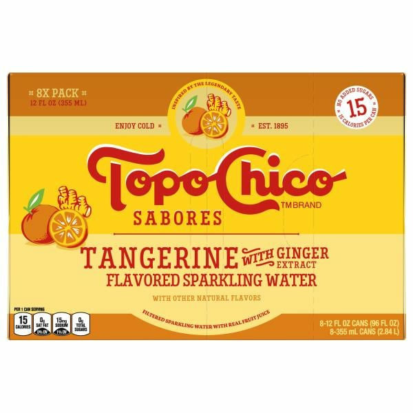 Topo Chico Sparkling Water, Tangerine with Ginger Extract 8 x 12 fl oz