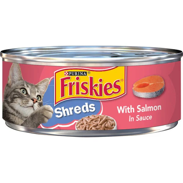 Purina Friskies Wet Cat Food, Shreds With Salmon in Sauce, 5.5 oz