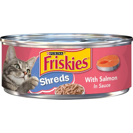 Purina Friskies Wet Cat Food, Shreds With Salmon in Sauce, 5.5 oz