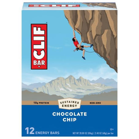 CLIF BAR Chocolate Chip Energy Bars, Non-Gmo, Plant Based Protein Bars 2.4 oz 10 Bars