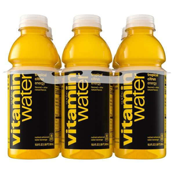 vitaminwater Energy Tropical Citrus Flavored Water Beverage Bottles • 6 x 16.9 fl oz