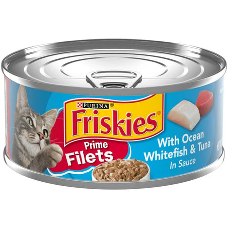 Purina Friskies Wet Cat Food, Prime Filets With Ocean Whitefish & Tuna in Sauce 5.5 oz