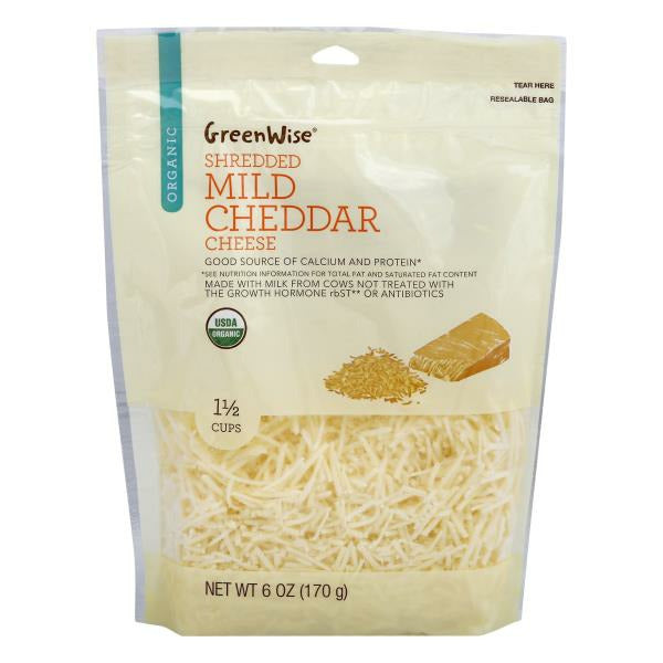 GreenWise Cheese Shreds, Organic, Mild Cheddar 6 oz