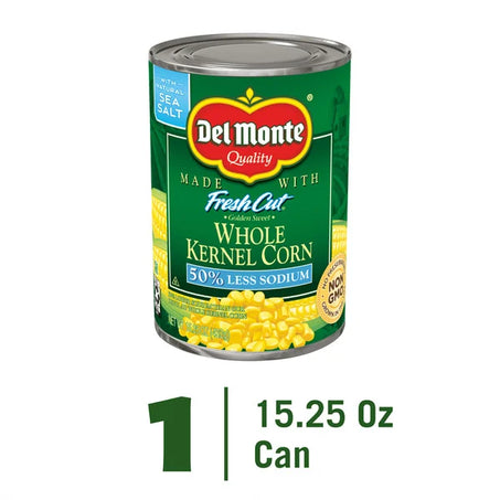 Del Monte Whole Kernel Corn, 50% Less Sodium 15.25 oz