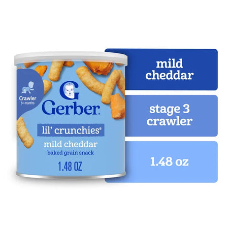 Gerber Stage 3 Baby Food Snacks Mild Cheddar Lil' Crunchies