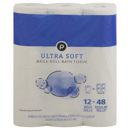 Publix Bath Tissue, Mega Roll, Two-Ply 12 ct