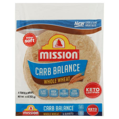 Mission Tortilla Wraps, Burrito, Whole Wheat, Super Soft 6 ct