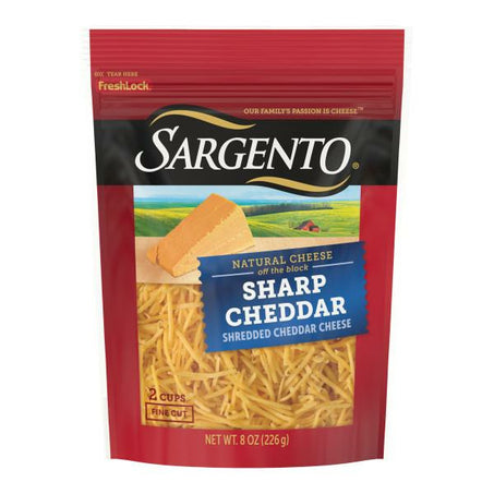 Sargento Shredded Cheese, Sharp Cheddar, Fine Cut 8 oz