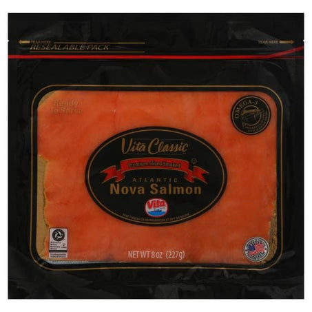 Vita Classic Nova Salmon, Atlantic, Premium, Sliced Smoked 8 oz