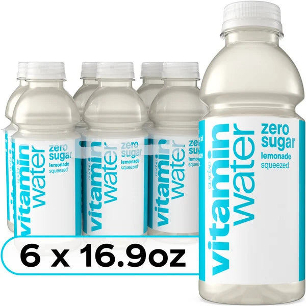 vitaminwater Squeezed Lemonade Zero Sugar Flavored Water Beverage Bottles • 6 x 16.9 fl oz