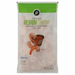 Publix Shrimp, Medium, Cooked, Peeled & Deveined, Tail On