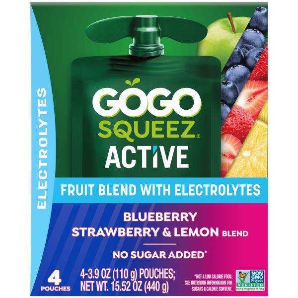 GoGo Squeez Fruit Blend, Blueberry Strawberry & Lemon  • 4 x 3.9 oz