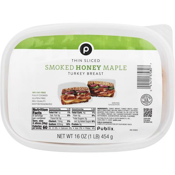 Publix Turkey Breast, Smoked Honey Maple, Thin Sliced 1 lb