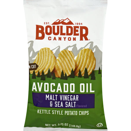 Boulder Canyon Potato Chips, Malt Vinegar & Sea Salt Flavored, Avocado Oil